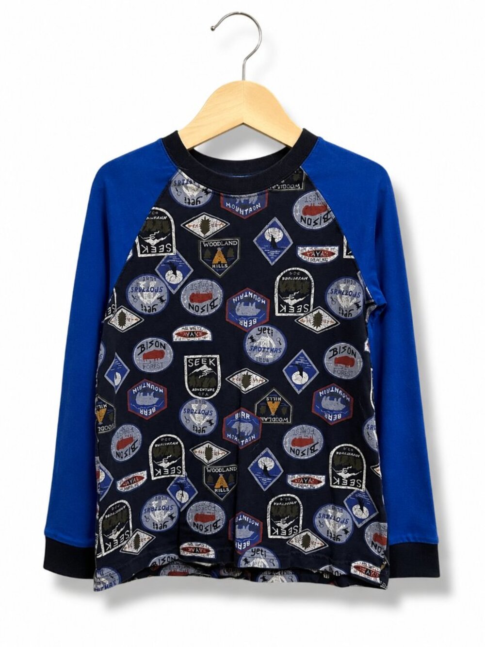 Gymboree Boy's Long Sleeve Blue Print Pullover Shirt Size 7 Snowflake Fun Top